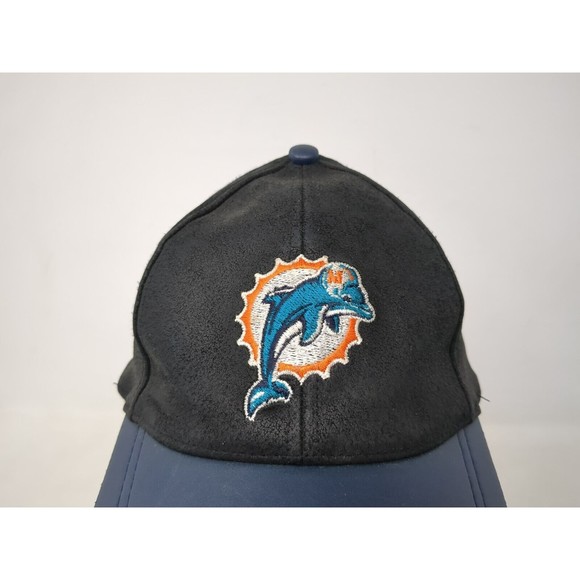 Miami Dolphins Drew Pearson NFL Leather Black Snapback Baseball Hat‎ Cap VTG 90s - Picture 2 of 9